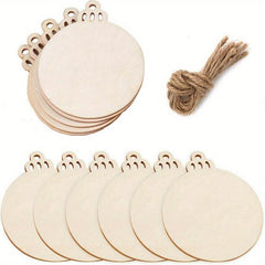 20pcs 8.0cm Wood Slices Blank Discs with Twine for DIY Crafts