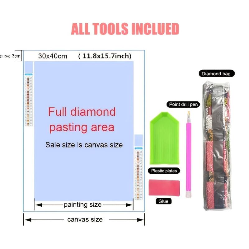 DIY 3D Diamond Painting Flower Butterfly Animal Cross Stitch Rhinestones 30x40cm