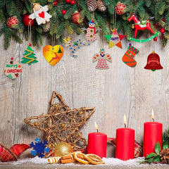 10pcs Unfinished DIY Christmas Decoration Wooden Chips with 10 Ropes