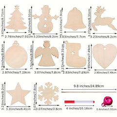 10pcs Unfinished DIY Christmas Decoration Wooden Chips with 10 Ropes