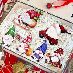 24pcs Santa Wooden Hanging Ornaments Gnome Christmas Decorations