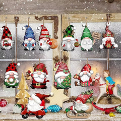 24pcs Santa Wooden Hanging Ornaments Gnome Christmas Decorations