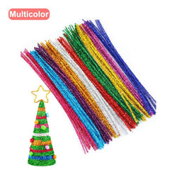 100pcs Christmas Glitter Chenille Stems Pipe Cleaners Plush Tinsel Stems