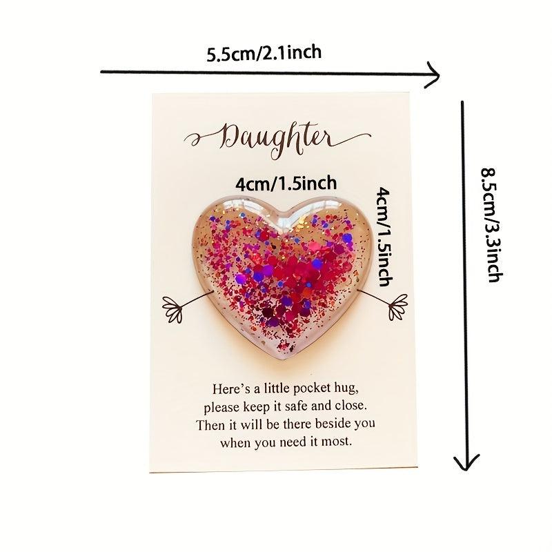 Daughter Glass Heart Pocket Hug Token Gift Card Memorial Keepsake