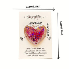Daughter Glass Heart Pocket Hug Token Gift Card Memorial Keepsake