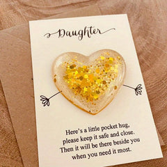 Daughter Glass Heart Pocket Hug Token Gift Card Memorial Keepsake