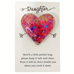 Daughter Glass Heart Pocket Hug Token Gift Card Memorial Keepsake