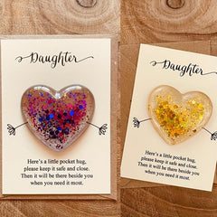 Daughter Glass Heart Pocket Hug Token Gift Card Memorial Keepsake