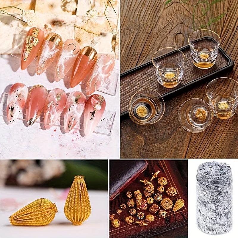 Metallic Foil Flakes for Crafts Silver Copper Colors