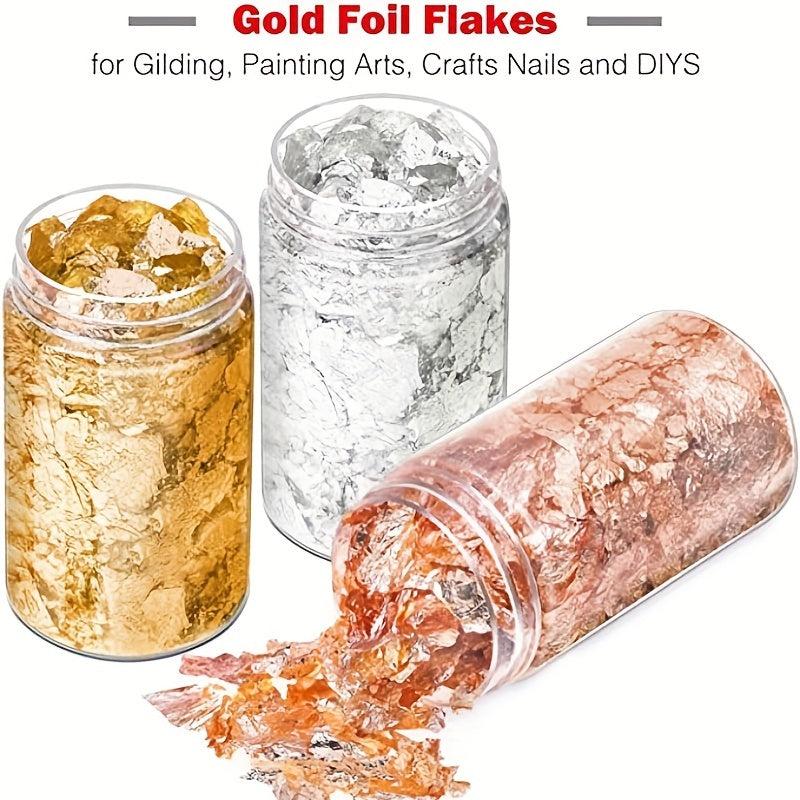 Metallic Foil Flakes for Crafts Silver Copper Colors