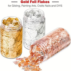 Metallic Foil Flakes for Crafts Silver Copper Colors