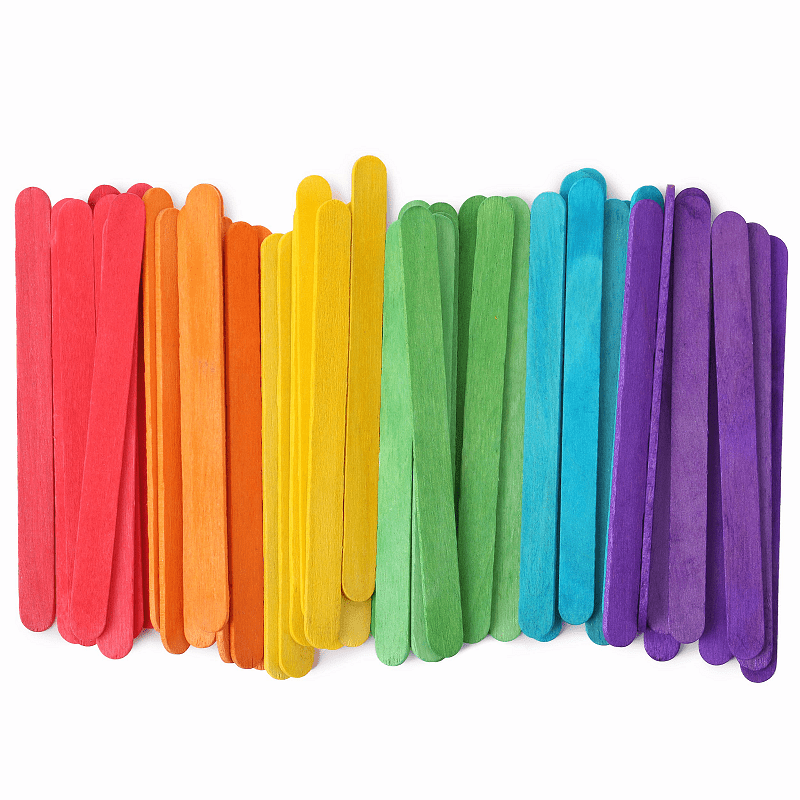 100pcs Colored Popsicle Sticks 4 5 Inch Colorful Craft Sticks
