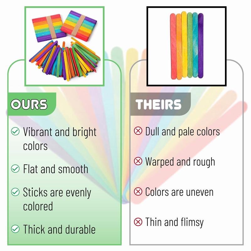 100pcs Colored Popsicle Sticks 4 5 Inch Colorful Craft Sticks