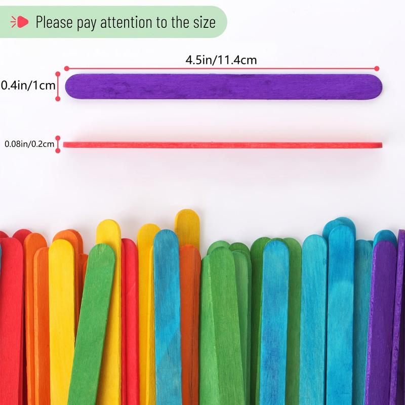 100pcs Colored Popsicle Sticks 4 5 Inch Colorful Craft Sticks