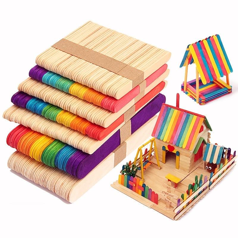 100pcs Colored Popsicle Sticks 4 5 Inch Colorful Craft Sticks
