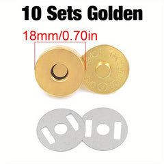 10 12sets 14mm 18mm Magnetic Snap Fasteners Clasps Buttons Handbag Purse