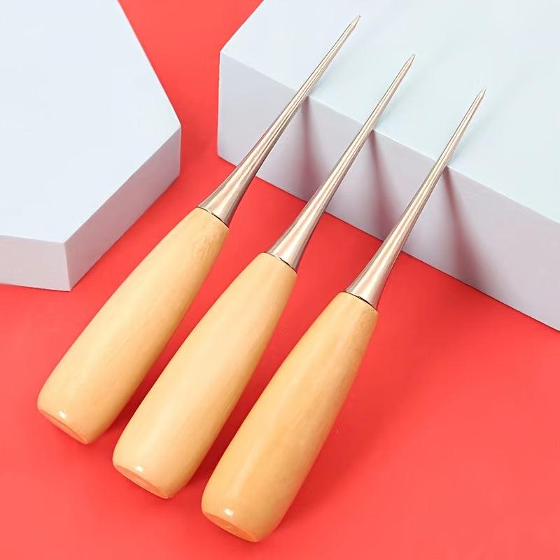 Solid Wood Awl Needle Sewing Shoe Repair Leather Tools