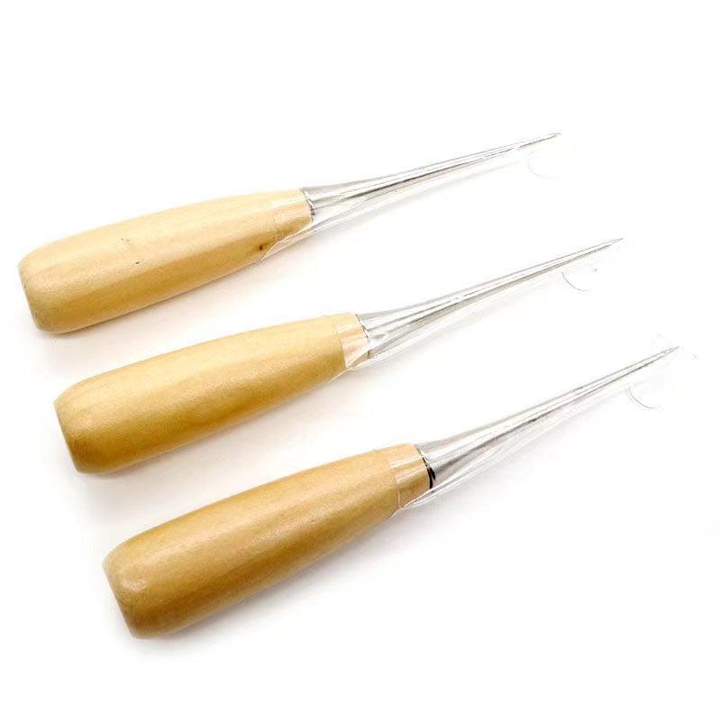 Solid Wood Awl Needle Sewing Shoe Repair Leather Tools