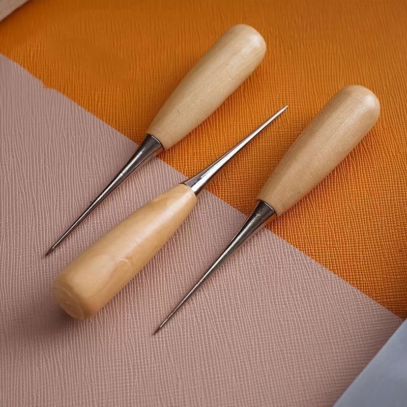 Solid Wood Awl Needle Sewing Shoe Repair Leather Tools