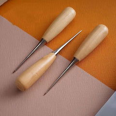 Solid Wood Awl Needle Sewing Shoe Repair Leather Tools