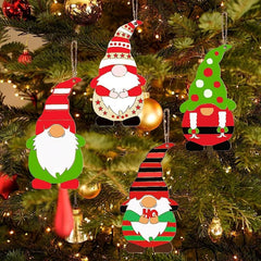 12pcs Christmas Gnome Wood Santa Claus Family Holiday Decoration