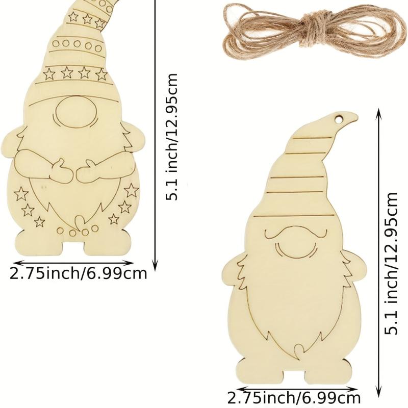 12pcs Christmas Gnome Wood Santa Claus Family Holiday Decoration