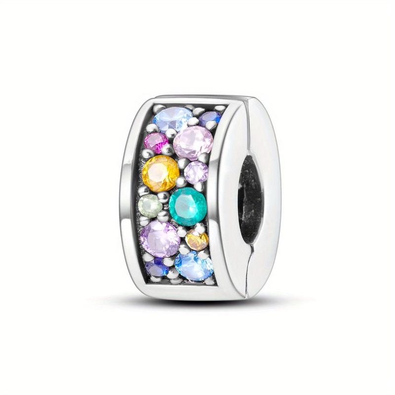 Colorful CZ Forever Clip Charm Stopper Beads