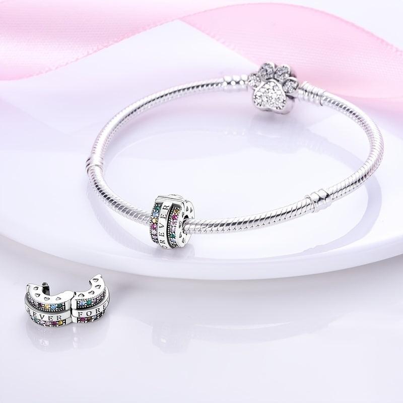 Colorful CZ Forever Clip Charm Stopper Beads