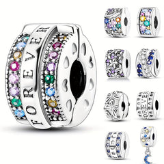 Colorful CZ Forever Clip Charm Stopper Beads