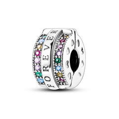 Colorful CZ Forever Clip Charm Stopper Beads