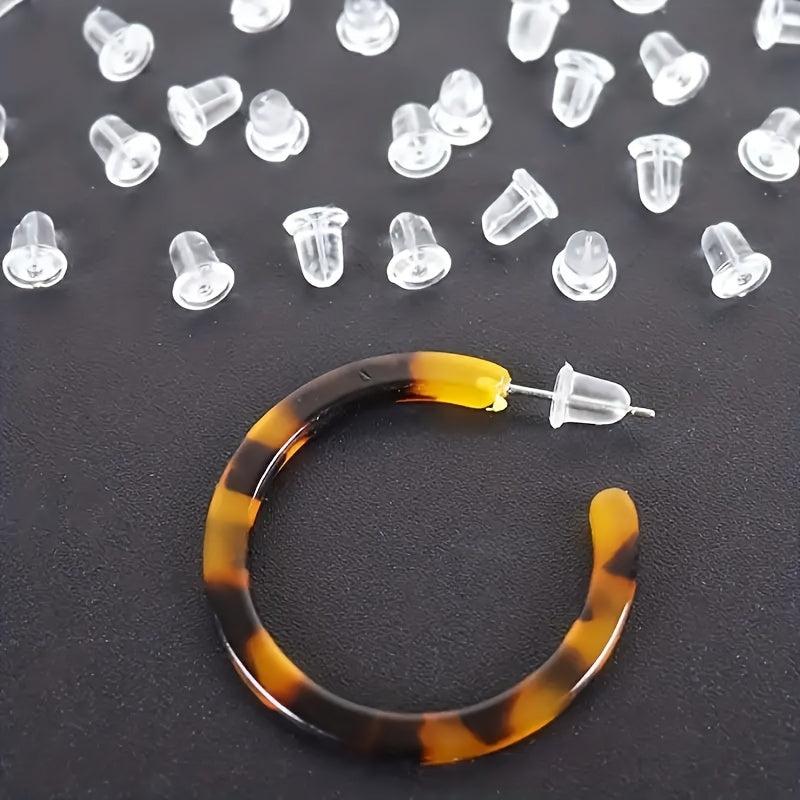 100pcs Plastic Ear Stud Earring Pin Backs Transparent