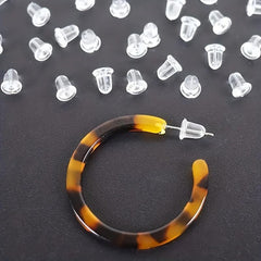 100pcs Plastic Ear Stud Earring Pin Backs Transparent