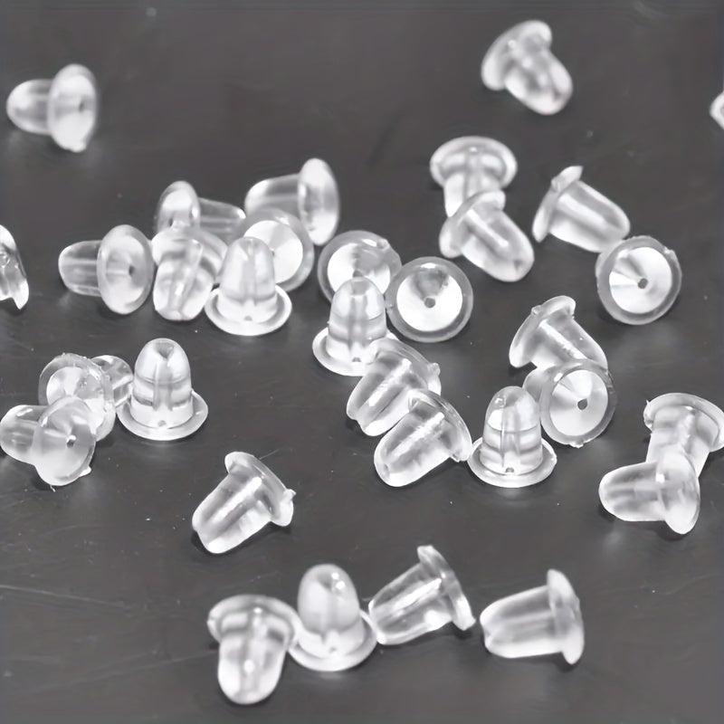100pcs Plastic Ear Stud Earring Pin Backs Transparent