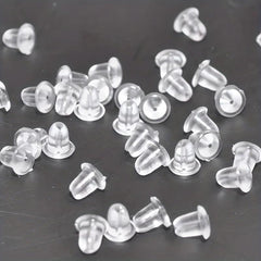 100pcs Plastic Ear Stud Earring Pin Backs Transparent