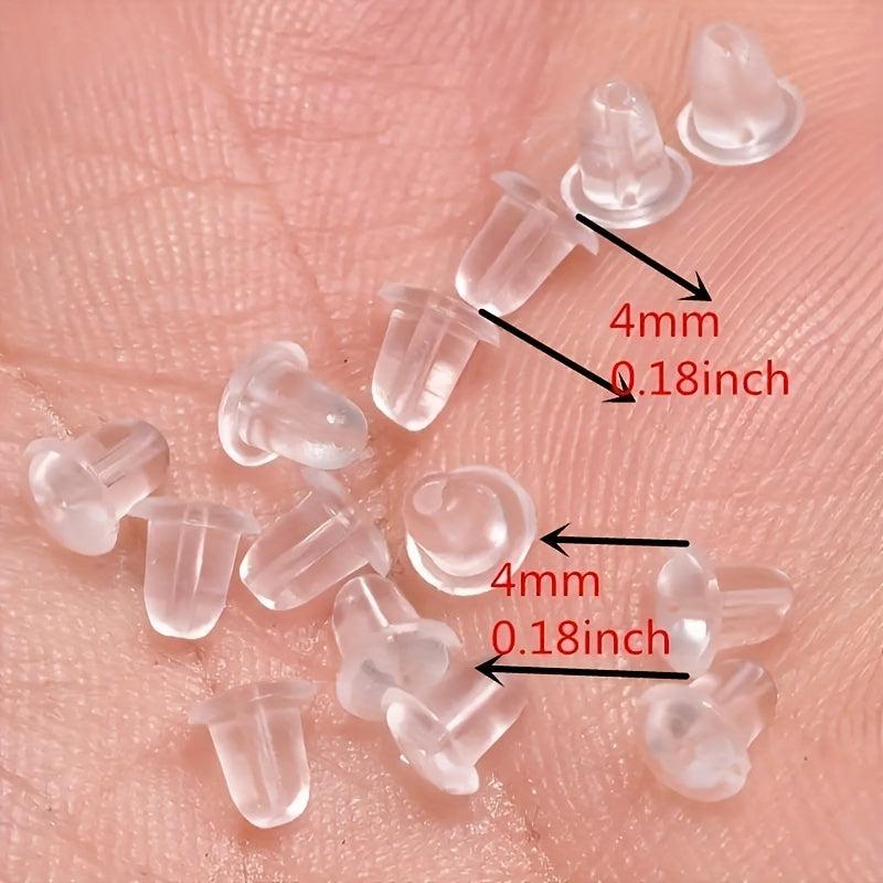 100pcs Plastic Ear Stud Earring Pin Backs Transparent