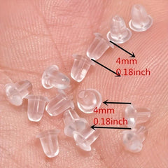 100pcs Plastic Ear Stud Earring Pin Backs Transparent