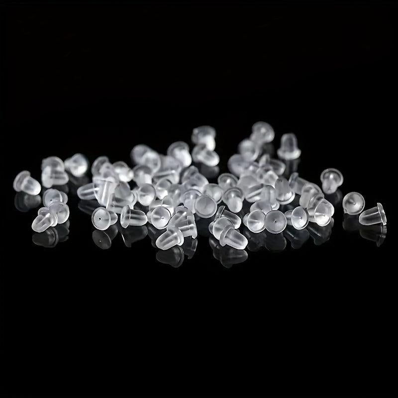 100pcs Plastic Ear Stud Earring Pin Backs Transparent