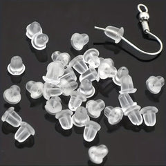 100pcs Plastic Ear Stud Earring Pin Backs Transparent