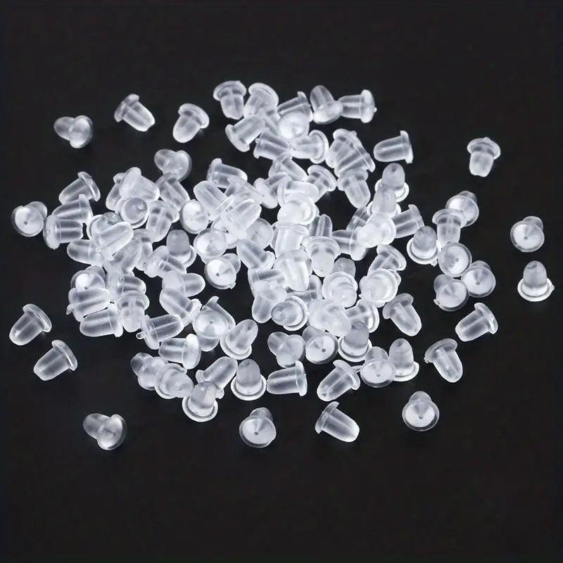 100pcs Plastic Ear Stud Earring Pin Backs Transparent