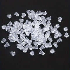 100pcs Plastic Ear Stud Earring Pin Backs Transparent