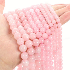 Rose Quartz Charm Round Loose Beads for Jewelry Making 4-12MM