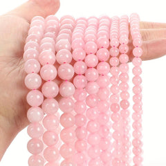 Rose Quartz Charm Round Loose Beads for Jewelry Making 4-12MM
