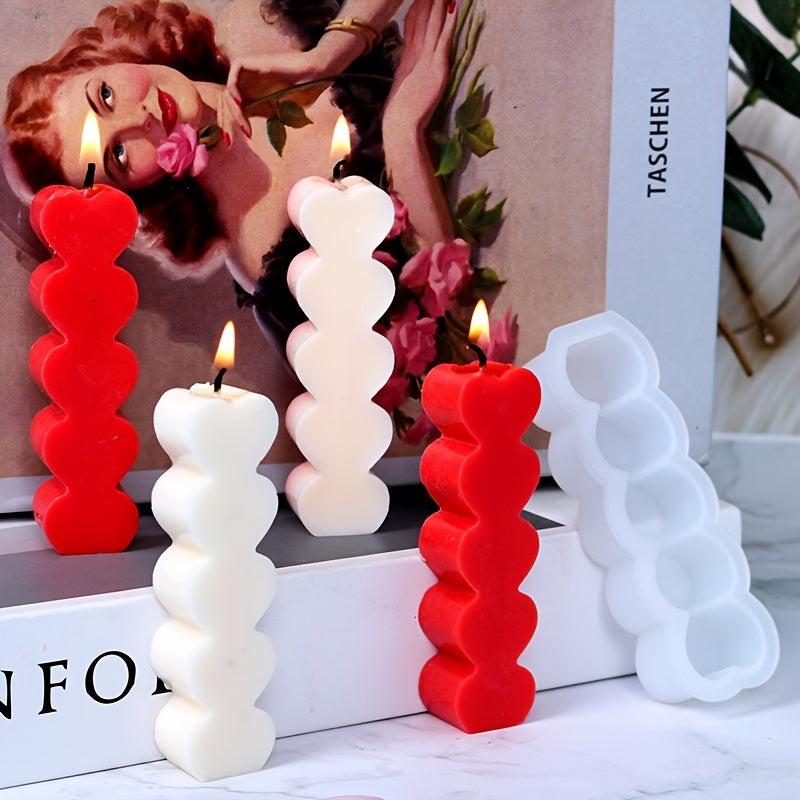 Grid Love Heart Candle Mold Aromatherapy Plaster Silicone