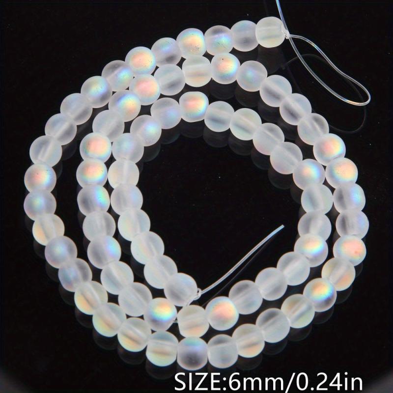 6mm Frosted Glass Beads Round Transparent for Jewelry Making DIY Accessories