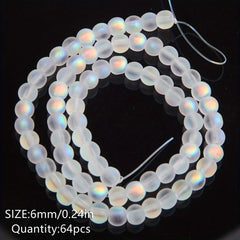 6mm Frosted Glass Beads Round Transparent for Jewelry Making DIY Accessories