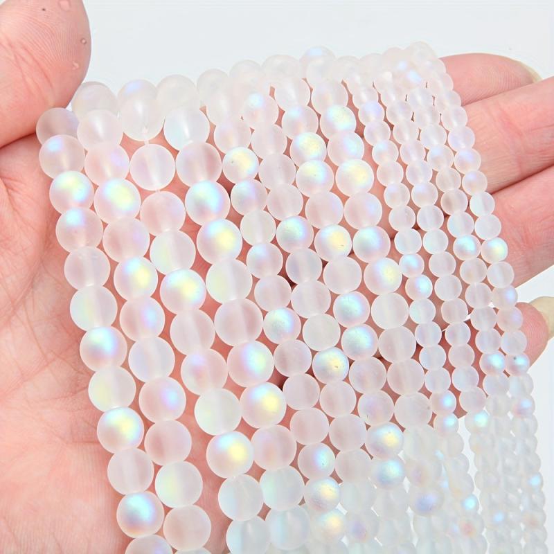6mm Frosted Glass Beads Round Transparent for Jewelry Making DIY Accessories