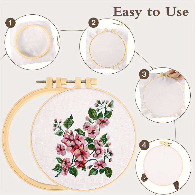 Plastic Embroidery Hoop Set 7-29cm Circle Cross Stitch Hoop