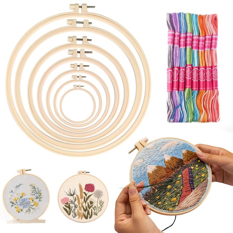 Plastic Embroidery Hoop Set 7-29cm Circle Cross Stitch Hoop
