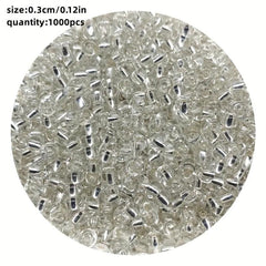 1000pcs 2mm Silver Czech Glass Beads Set Barrel Beads DIY Jewelry Making