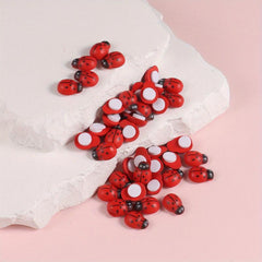 50pcs Mini Ladybugs Stickers Self Adhesive Wooden Ladybugs DIY Garden Decoration